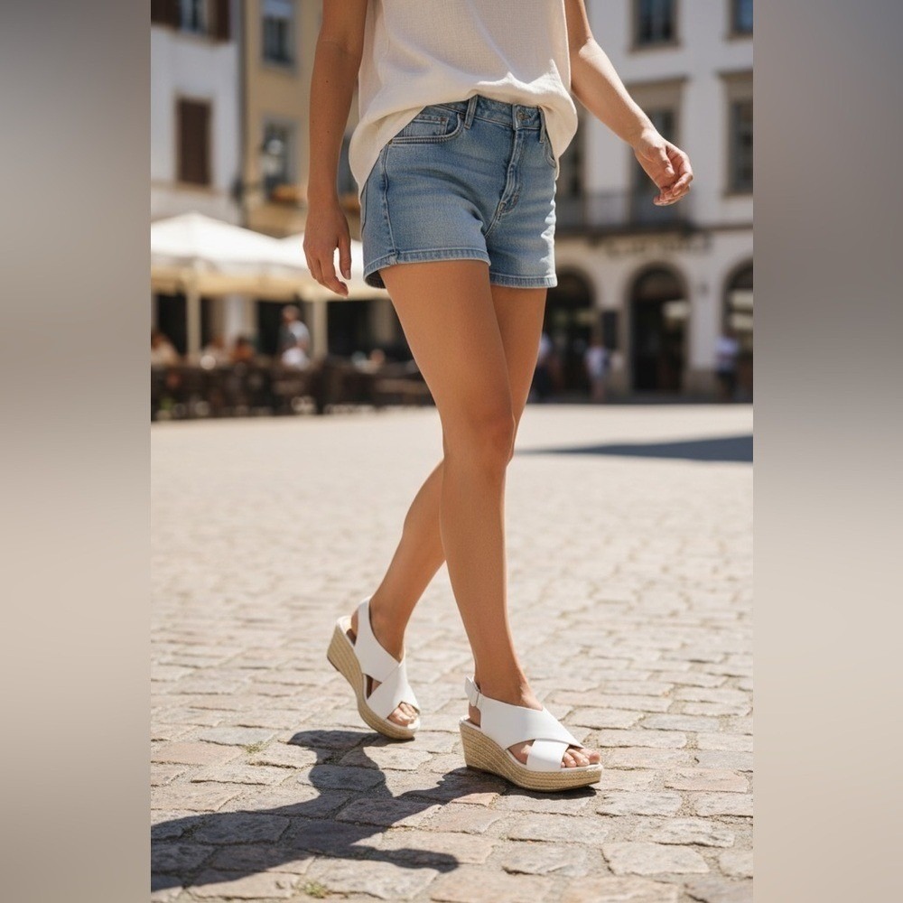 VICKI VICKI Platform Espadrille Wedge Sandals Size 10 White Summer Boho New
